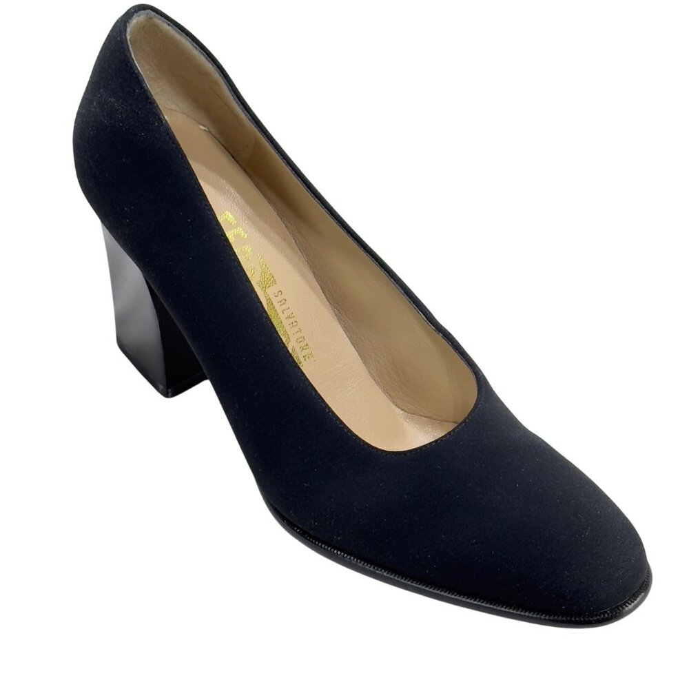 SALVATORE FERRAGAMO Women's Shoes Black Fabric Pumps Size 6AA